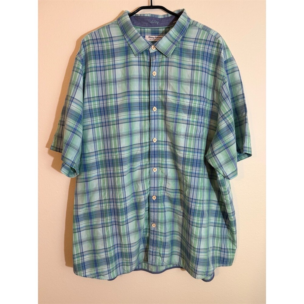 Tommy Bahama Coconut Point Plaid Camp Shirt Mens 3XLT Button Up Pocket